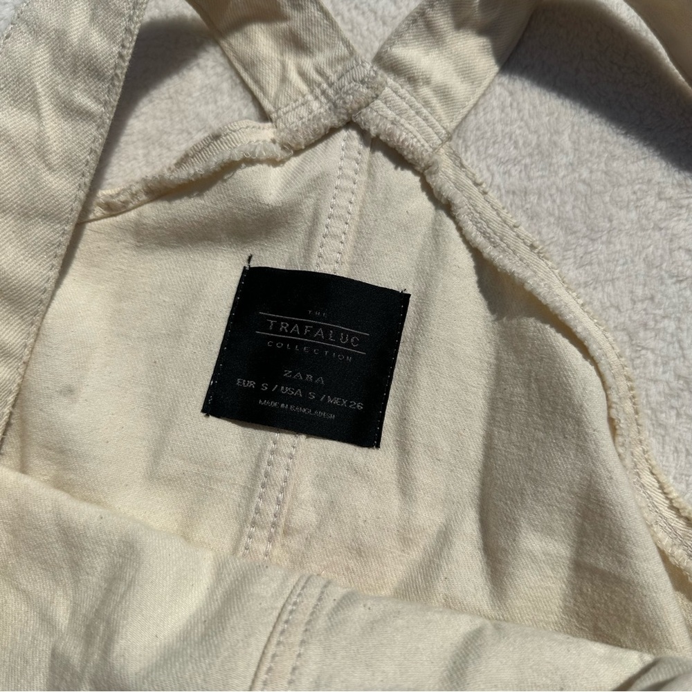 EU Zara TRF Cream Denim Overall Pinafore Midi Dress - Picture 9 of 16
